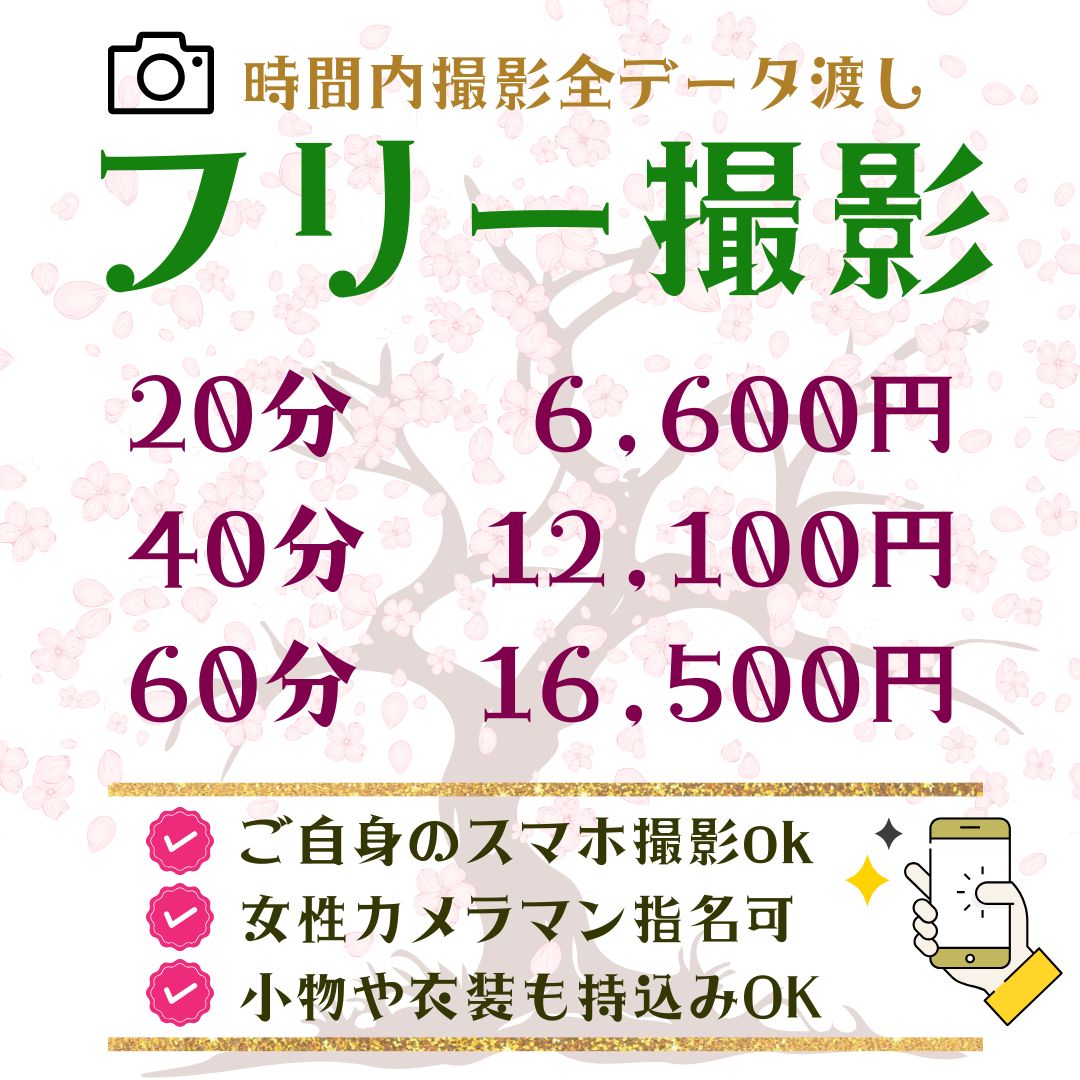 時間内撮影全データ渡し　フリー撮影プラン